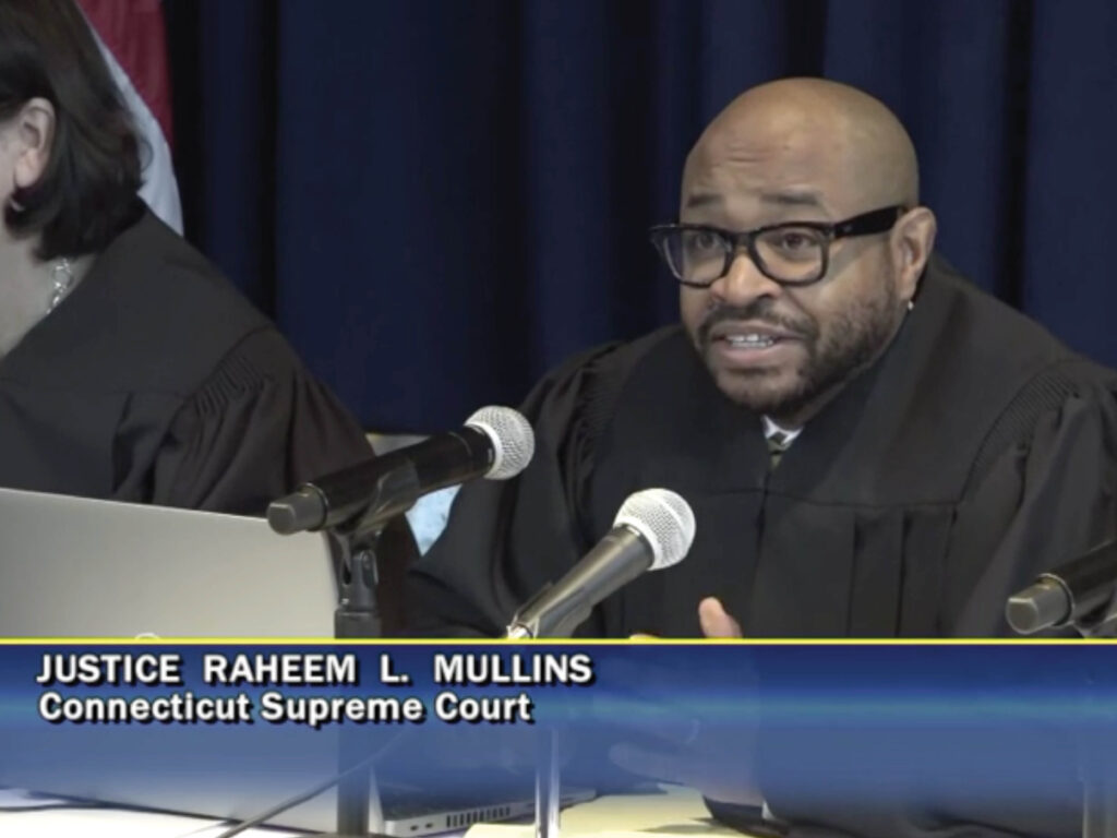 Justice Mullins speaks to private school students at CT Supreme Court On Circuit Program