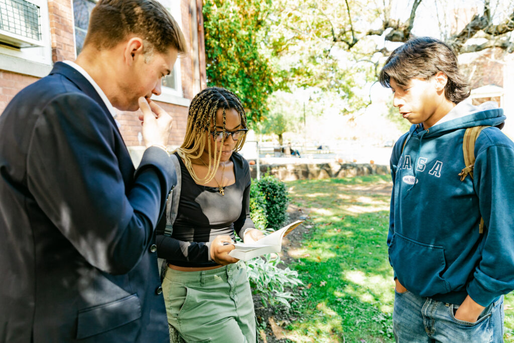 Teacher and students making decision